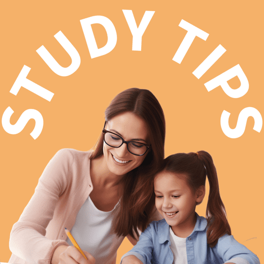 Happy family studying